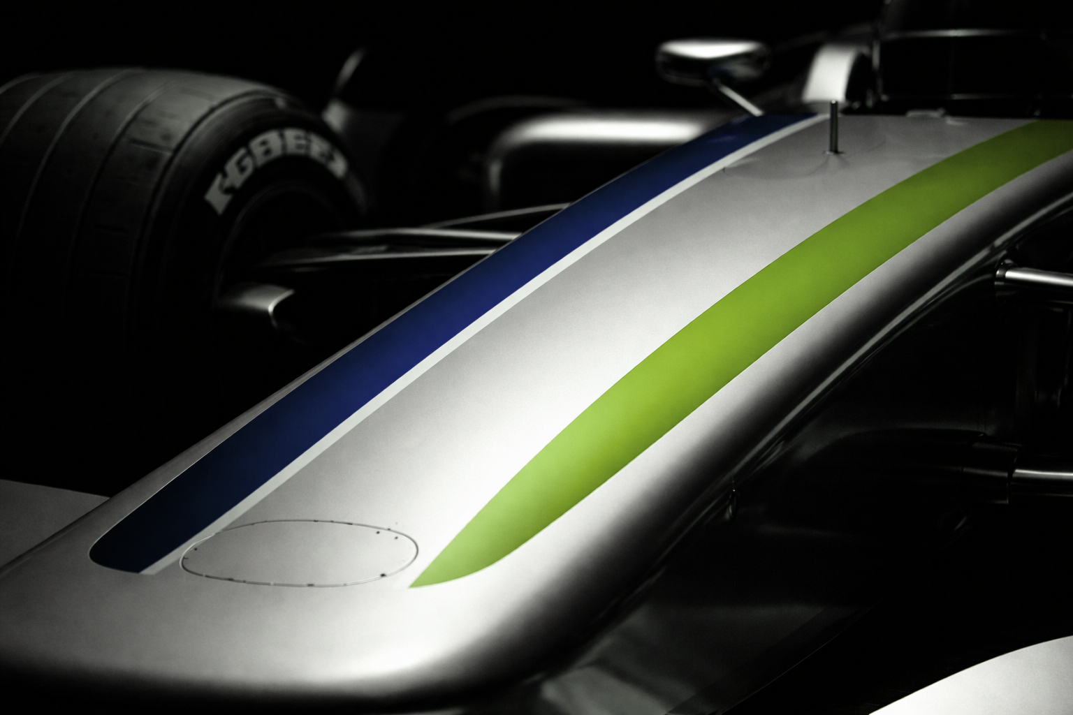 Sleek racing car hood close-up