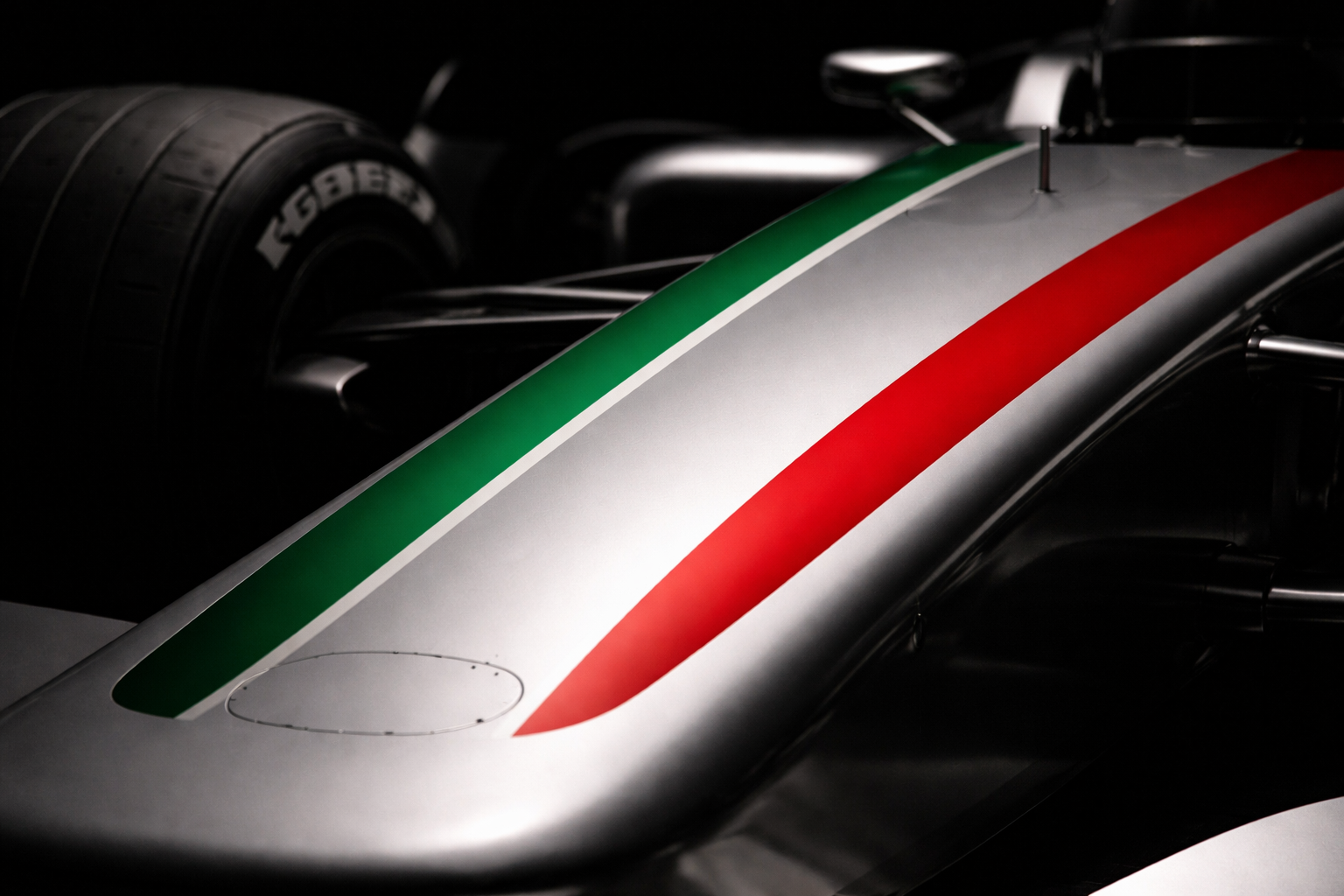 Sleek racing car hood close-up